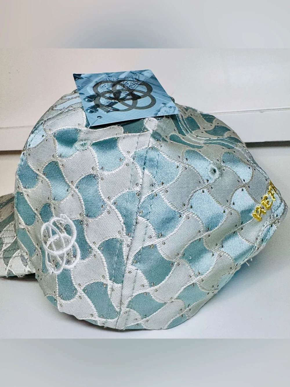 Reference Brand Luxe Woven Snapback Hat - Blue Snake Scale Pattern w/ Embroidere